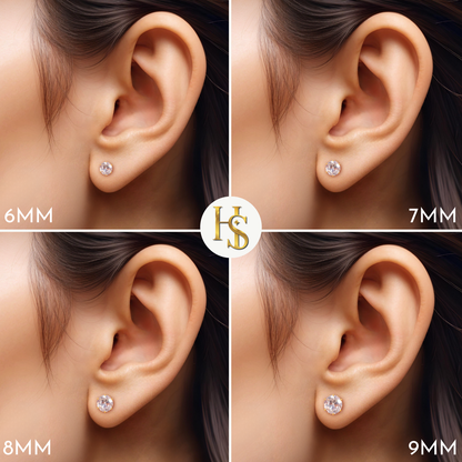 Gold Simple Solitaire Screwbcak Earrings - 92.5 Silver - Round Brilliant Zirconia Tops for everyday wear in 18K Gold Finish