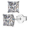 Square Solitaire Ear Studs in 925 Sterling Silver