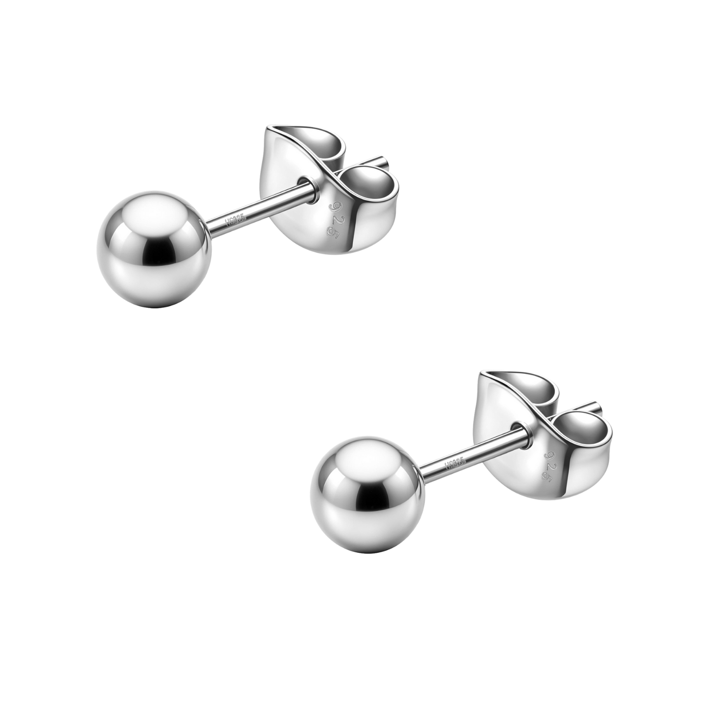 Silver Ball Earrings - Pure 92.5 Sterling Silver - Perfect for all type of piercings - Recommended by piercing studios