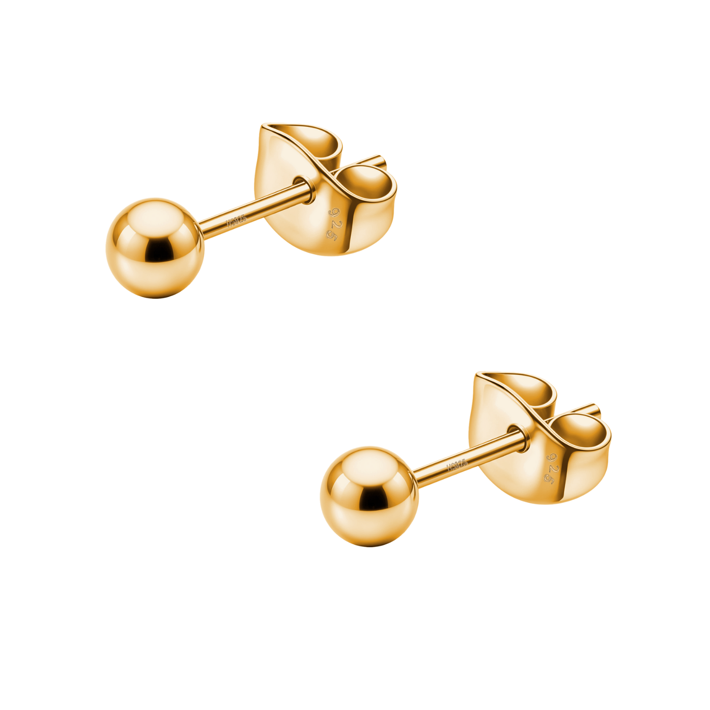 Gold Ball Earrings in Pure 92.5 Sterling Silver - Simple and elegant earrings in 18K Gold finish