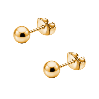 Gold Ball Earrings in Pure 92.5 Sterling Silver - Simple and elegant earrings in 18K Gold finish