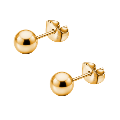 Gold Ball Earrings in Pure 92.5 Sterling Silver - Simple and elegant earrings in 18K Gold finish