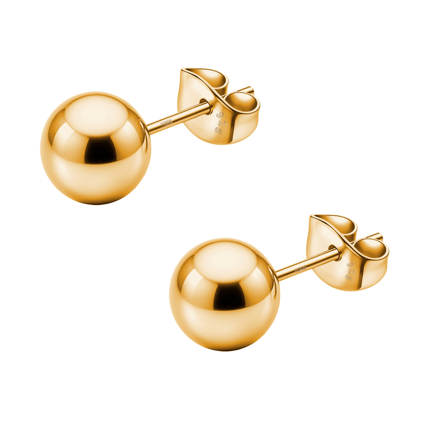 Gold Ball Earrings in Pure 92.5 Sterling Silver - Simple and elegant earrings in 18K Gold finish