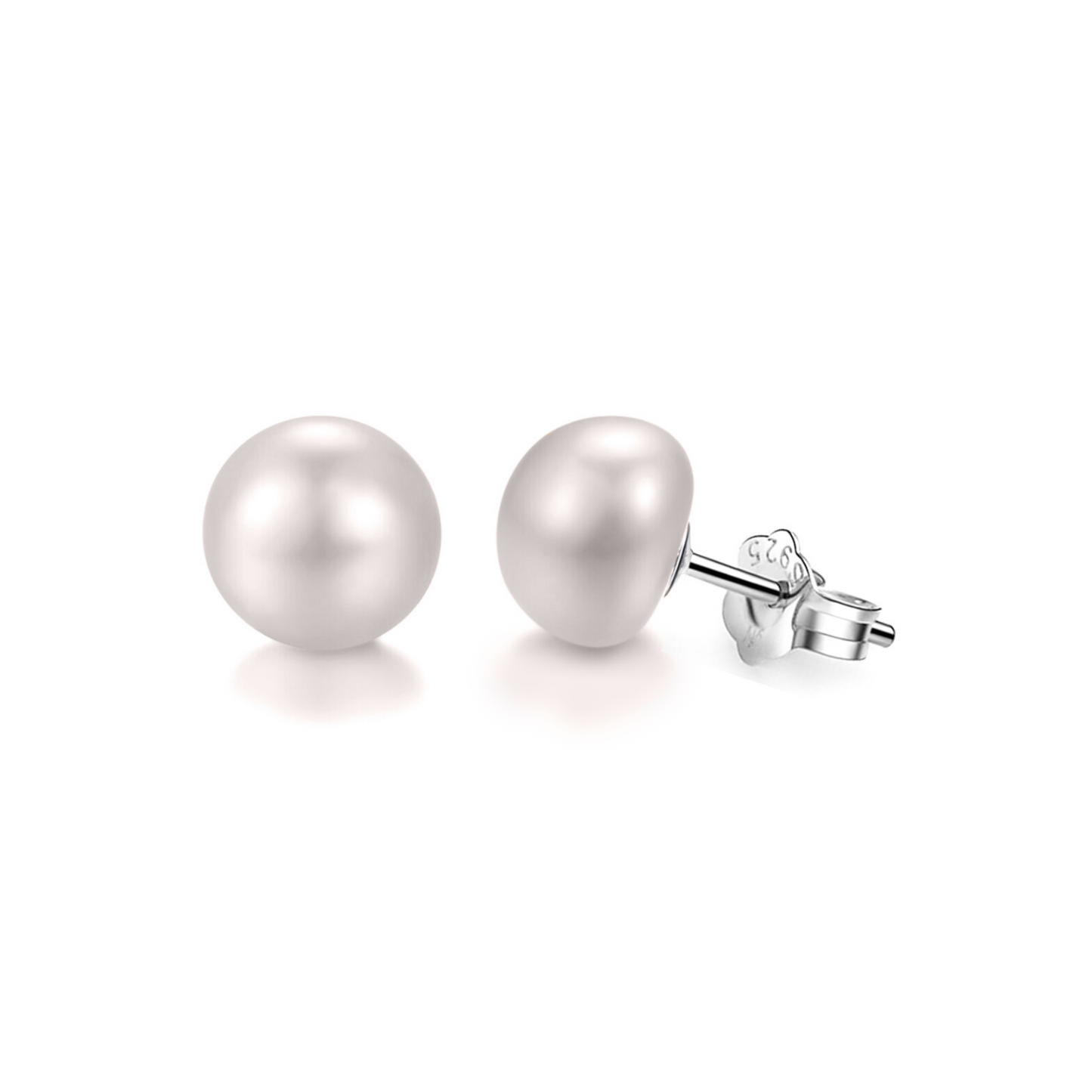 Freshwater Button Pearl Earrings in 92.5 Sterling Silver