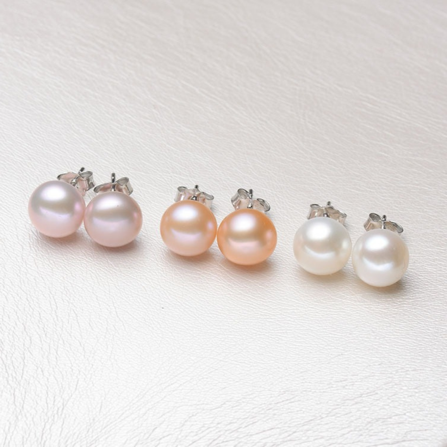 Freshwater Pearl White Stud earrings in 925 sterling Silver