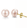 Pink Pearl Freshwater Button Earrings in Gold-Plated Sterling Silver
