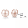 Freshwater Peach Pearl Stud Earrings in 925 Sterling Silver