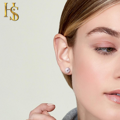 Classic Shell 8MM Pink Pearl Stud Earrings in 925 Sterling Silver with 18k Gold Finish For Women