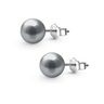 Grey Pearl Studs, Classic Solitaire Earrings in 925 Silver