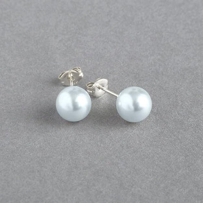 Pearl Classic Stud Earrings - Brilliant Lustre Light Blue Pearls