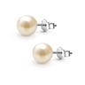 Classic Peach Pearl Solitaire Studs in 925 Sterling Silver