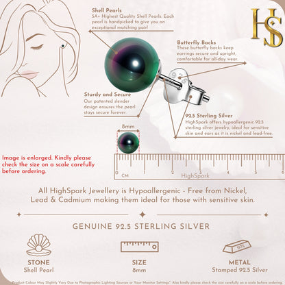 Pearl Classic Stud Earrings - Brilliant Lustre Abalone Pearls.