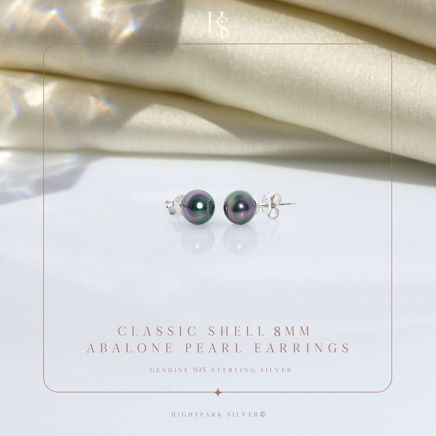 Pearl Classic Stud Earrings - Brilliant Lustre Abalone Pearls.