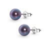 Classic Purple Pearl Stud Earrings in 925 Sterling Silver