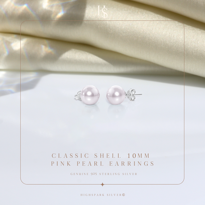 Pearl Classic Stud Earrings - Brilliant Lustre Pink Pearls