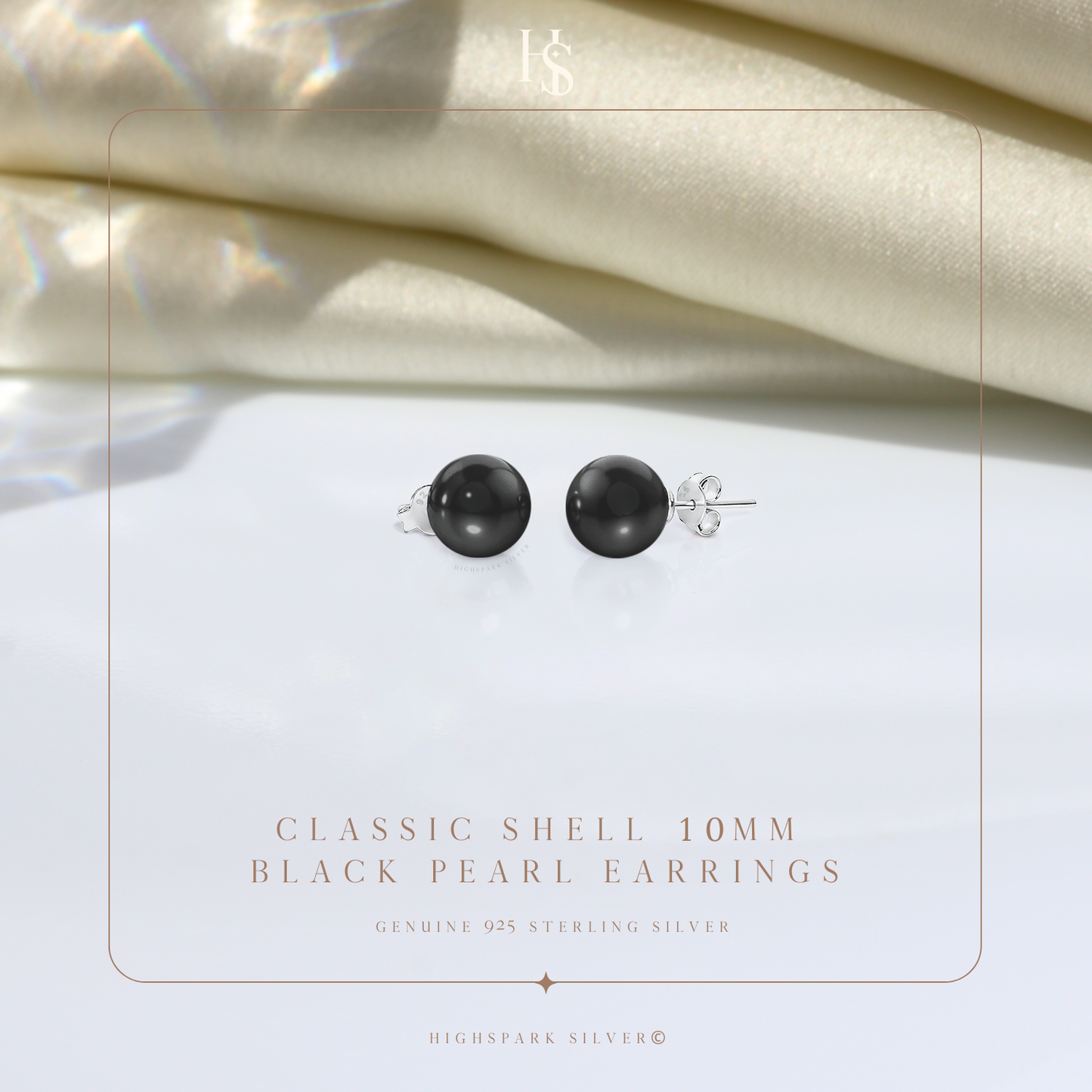 Pearl Classic Stud Earrings - Brilliant Lustre Black Pearls