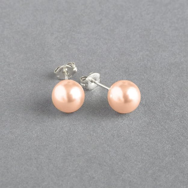 Pearl Classic Stud Earrings - Brilliant Lustre Peach Pearls