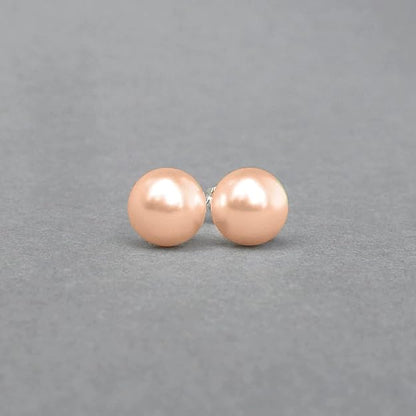 Pearl Classic Stud Earrings - Brilliant Lustre Peach Pearls