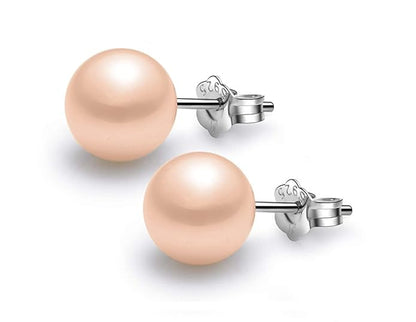 Pearl Classic Stud Earrings - Brilliant Lustre Peach Pearls