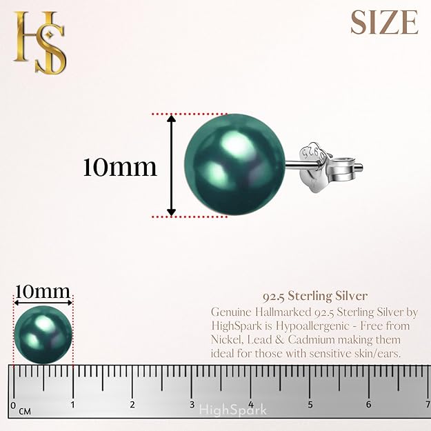 Pearl Classic Stud Earrings - Brilliant Lustre Emerald Pearls