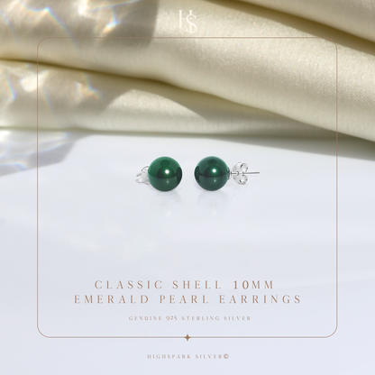 Pearl Classic Stud Earrings - Brilliant Lustre Emerald Pearls