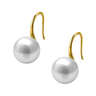 Designer 8mm White Pearl Drop Earrings in Gold-Plated Sterling Silver
