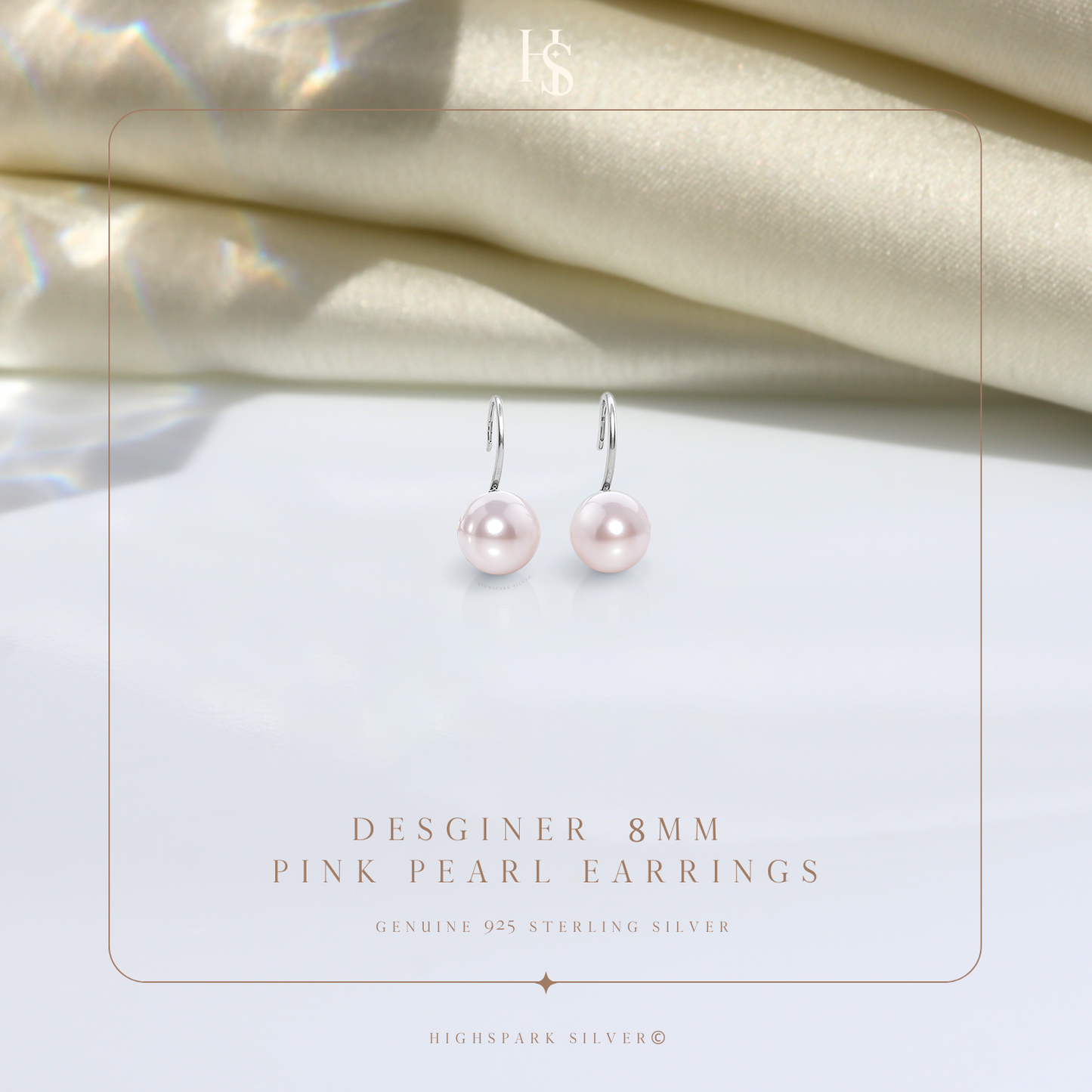 Pearl Pink Stylish Round Earrings in Hook Design