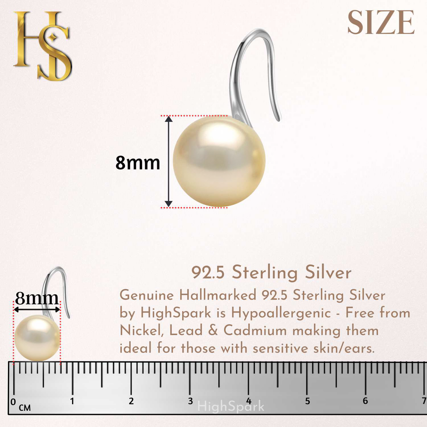 Pearl Light Gold Stylish Round Earrings in Hook Design