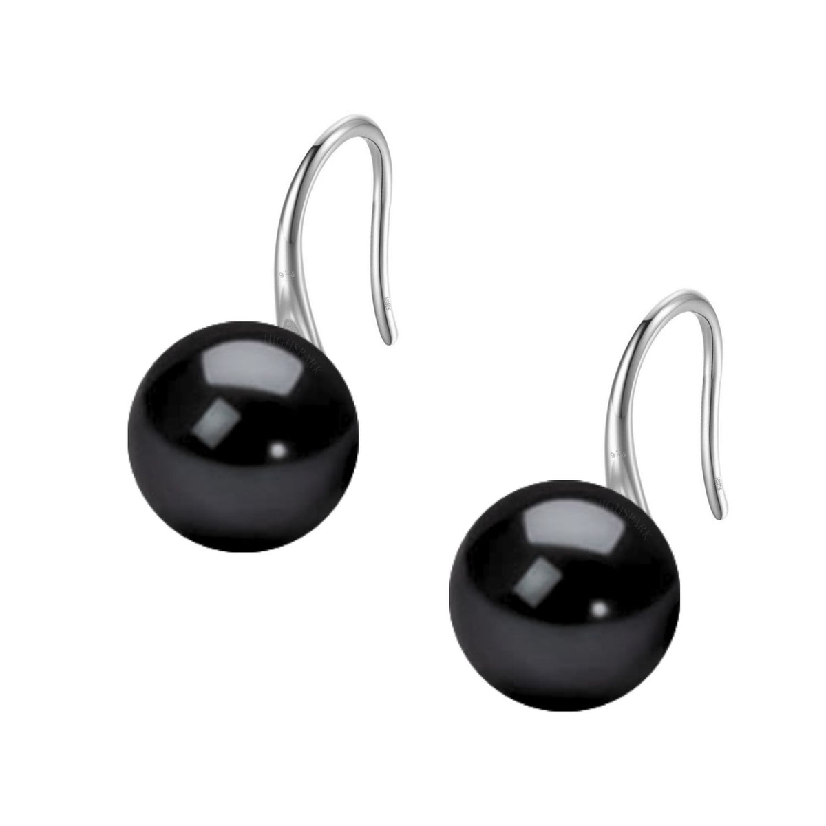 Dainty Black Pearl Hook Earrings in 925 Sterling Silver