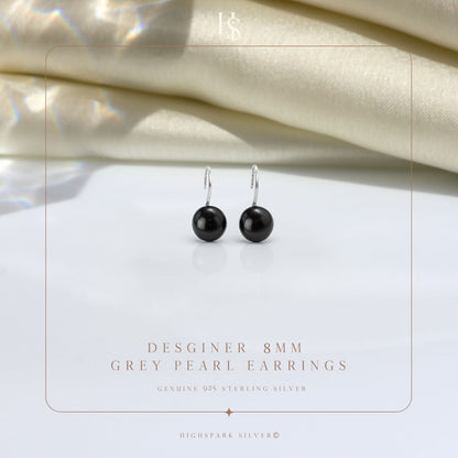 Dainty Black Pearl Hook Earrings in 925 Sterling Silver