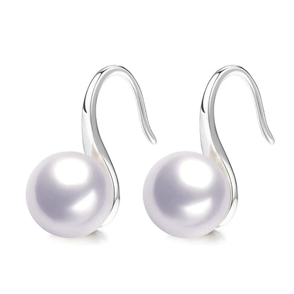 Light Blue Stylish Round Pearl Earrings in Hook Design