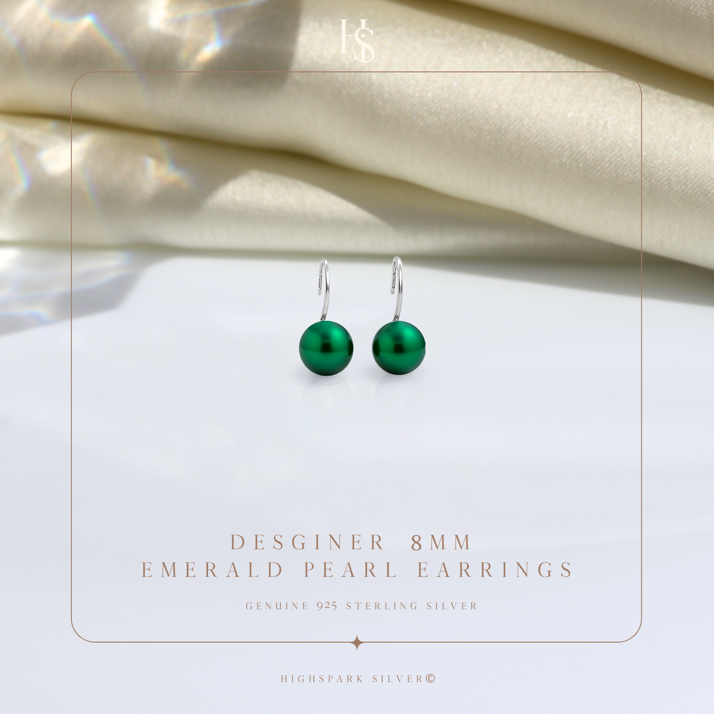 Emerald Stylish Round Pearl Earrings in Hook Design