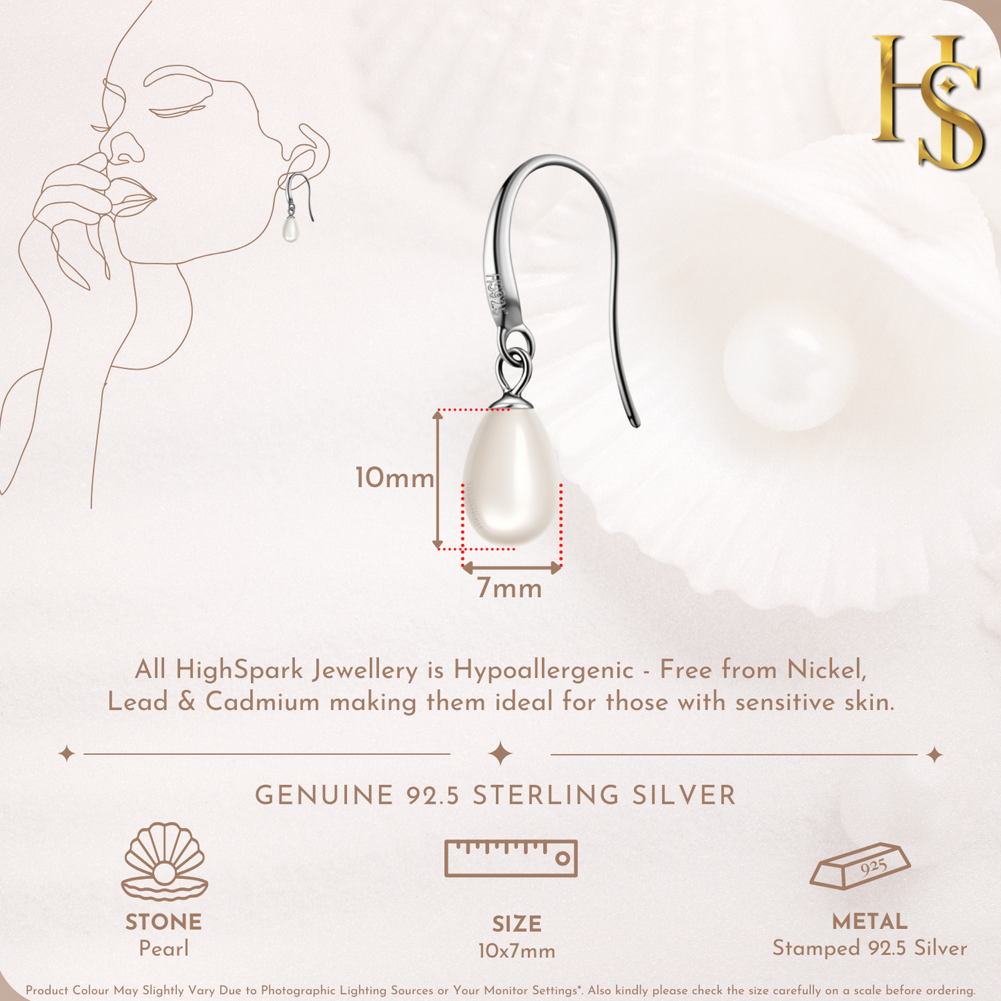 Classic Drop Pearl Earrings in 92.5 Sterling Silver for Women