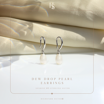 Classic Drop Pearl Earrings in 92.5 Sterling Silver for Women