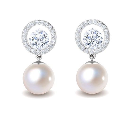 Circle Of Life Pearl Earrings embellished with Sparkling Zirconia
