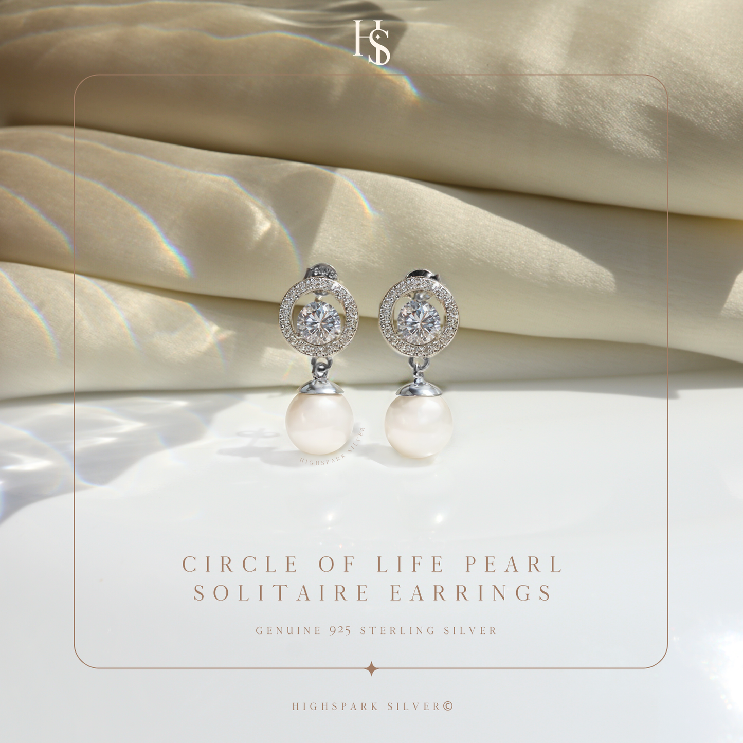 Circle Of Life Pearl Earrings in 925 Starling Silver With Sparkling Zirconia for Women