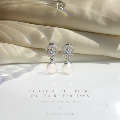 Circle Of Life Pearl Earrings in 925 Starling Silver With Sparkling Zirconia for Women