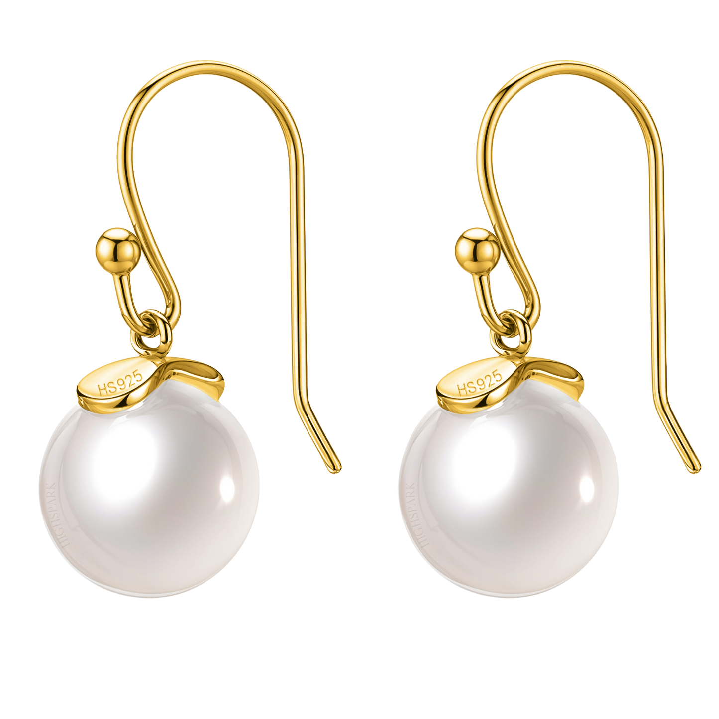 Stylish Gold Pearl Hook Earrings in 925 Sterling Silver For Women in 18k Gold Finish