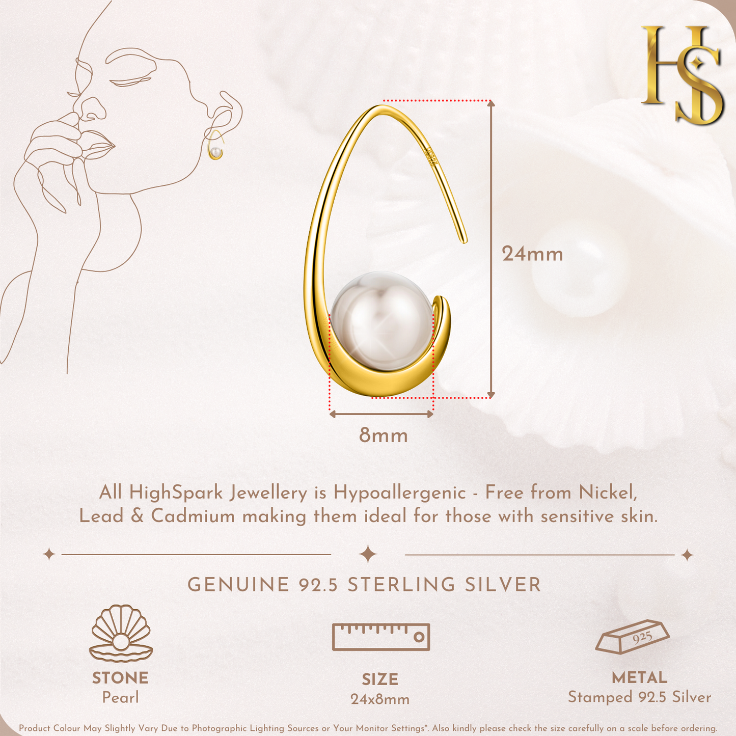 Nested Pearl Earring in 925 Sterling Silver With 18k Gold Finish For Women
