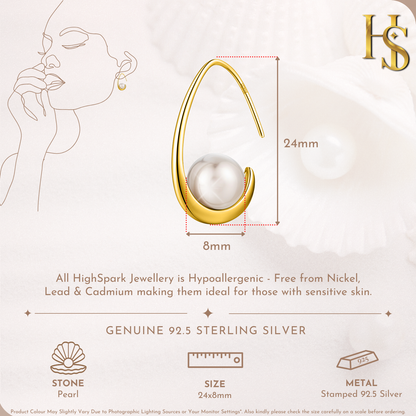 Nested Pearl Earring in 925 Sterling Silver With 18k Gold Finish For Women