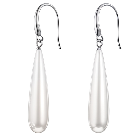 Majestic Long Pearl Earrings in 925 Starling Silver for Women