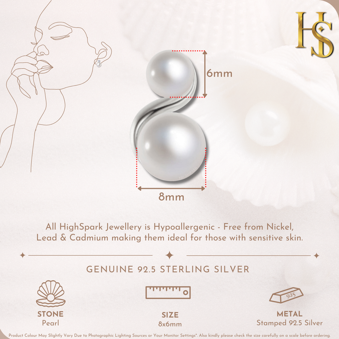 Ornate Double Pearl Earrings in 92.5 Sterling Silver for Women