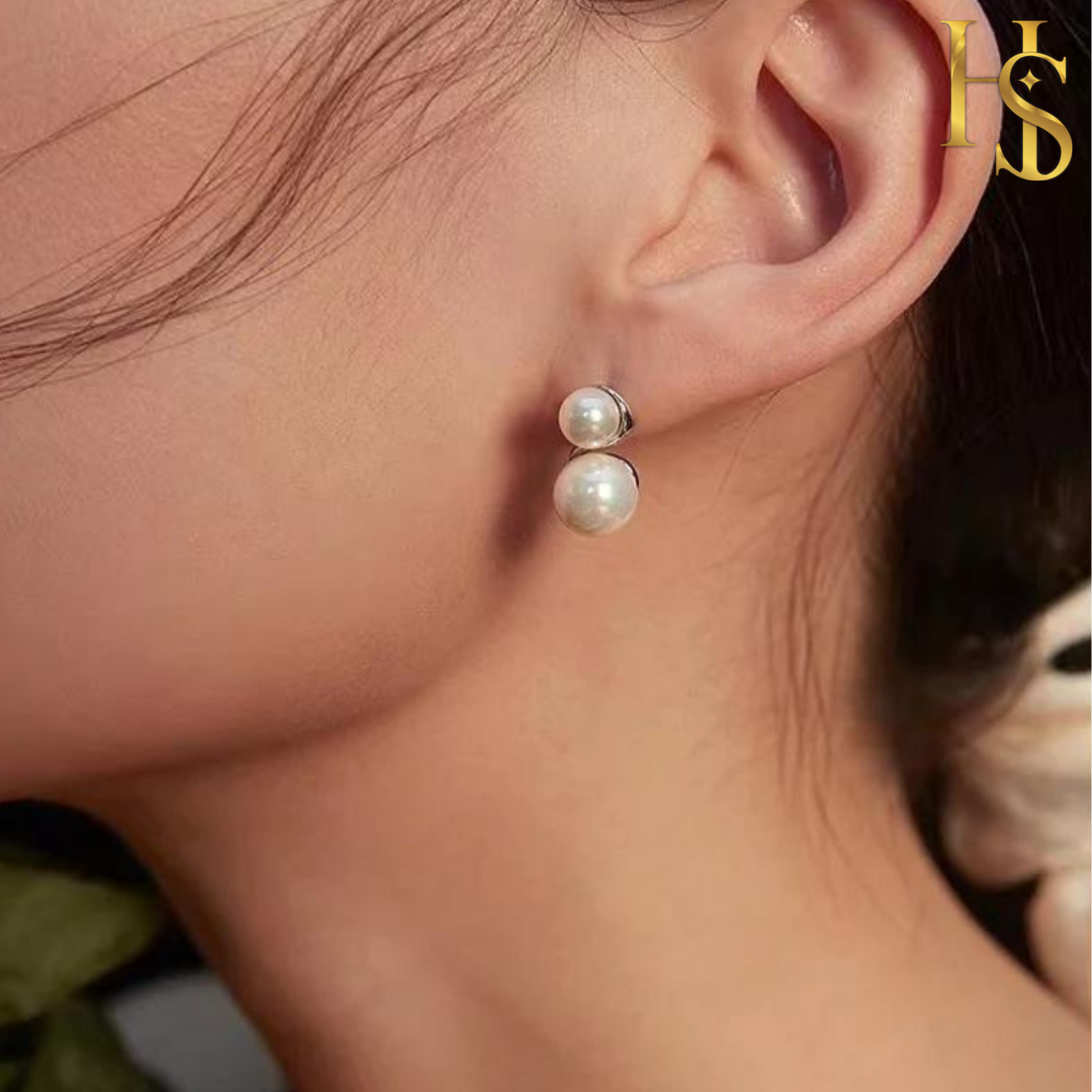 Ornate Double Pearl Earrings in 92.5 Sterling Silver for Women