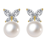 Gold-Plated Butterfly Pearl Earrings in 925 Sterling Silver
