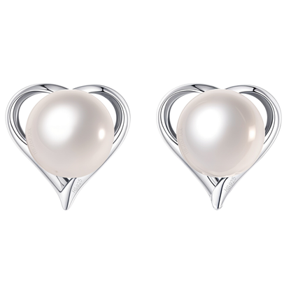 Close to My Heart Pearl Stud Earrings in 925 Sterling Silver for Women