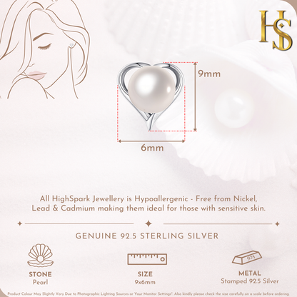 Close to My Heart Pearl Stud Earrings in 925 Sterling Silver for Women