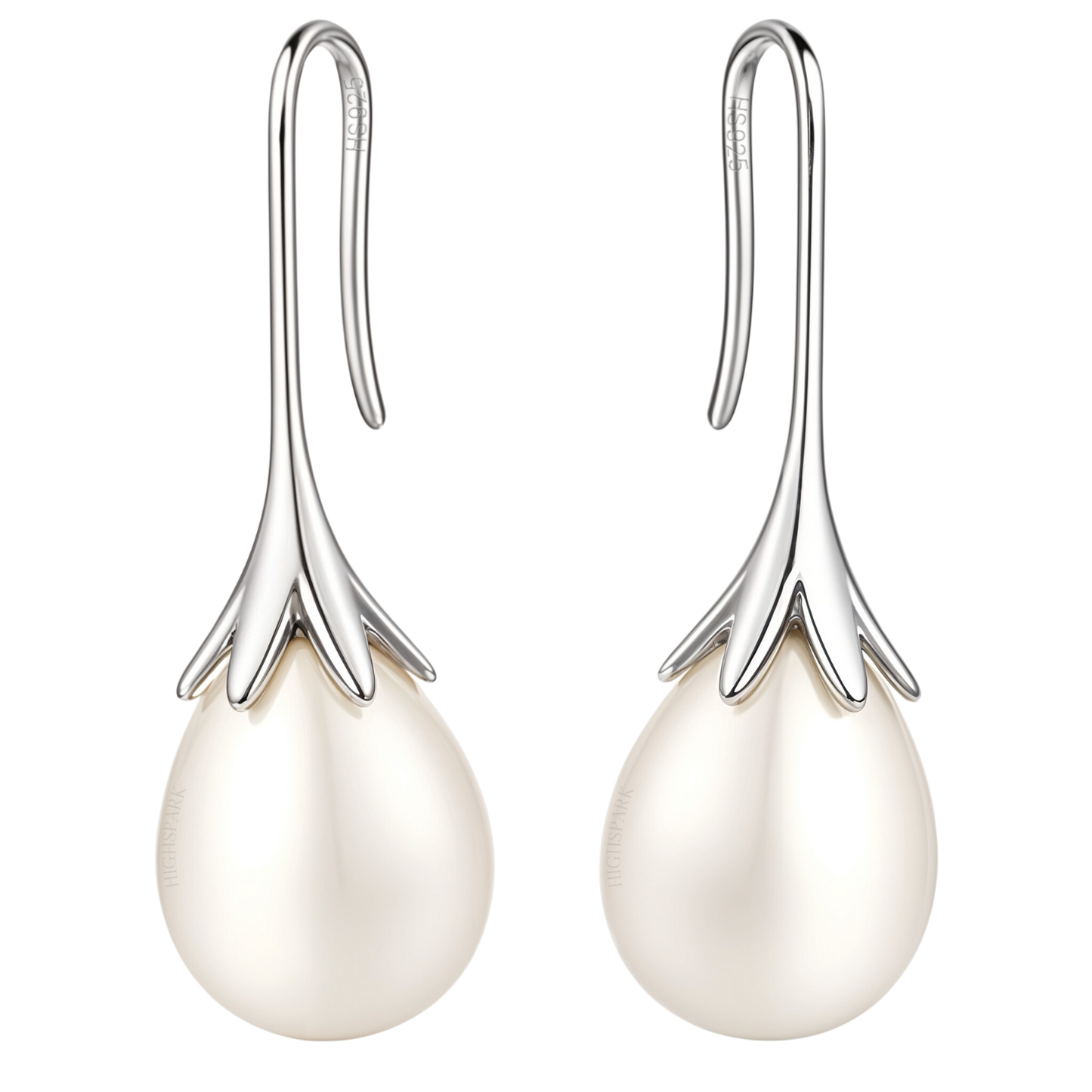 Tinkerbell Pearl Drop Earrings in 925 Sterling Silver for Women