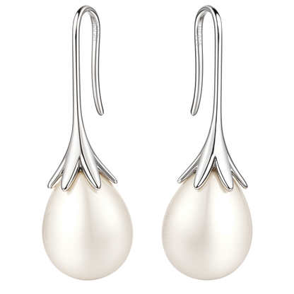 Tinkerbell Pearl Drop Earrings in 925 Sterling Silver for Women