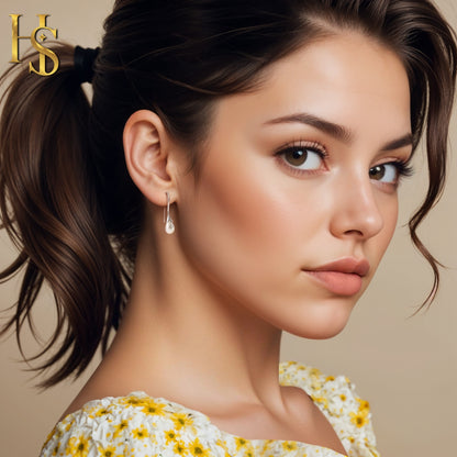 Tinkerbell Pearl Drop Earrings in 925 Sterling Silver for Women