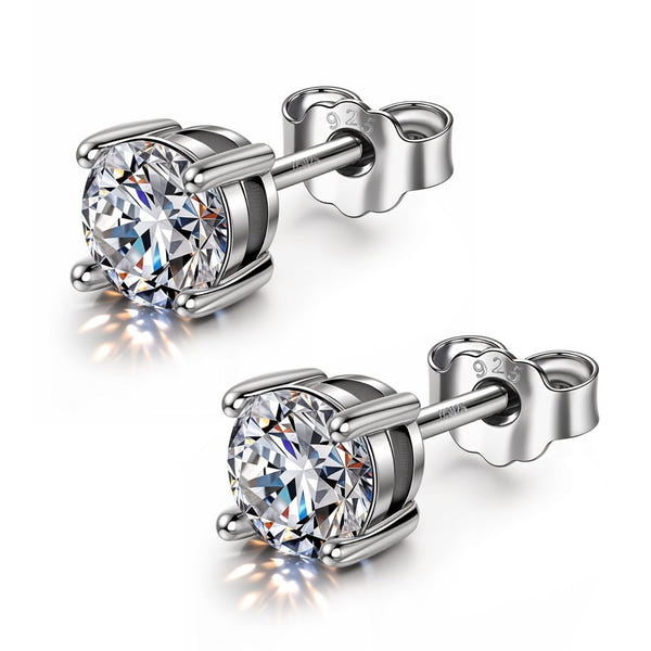 Classic 4-Prong Solitaire Studs in 925 Sterling Silver